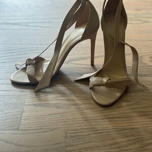 Alexandre Birman Tan Stiletto Heels with Bow Detail